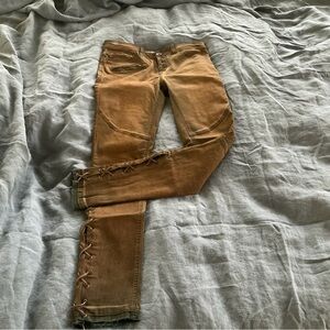 Free People Brown Lace-Up Skinny Jeans